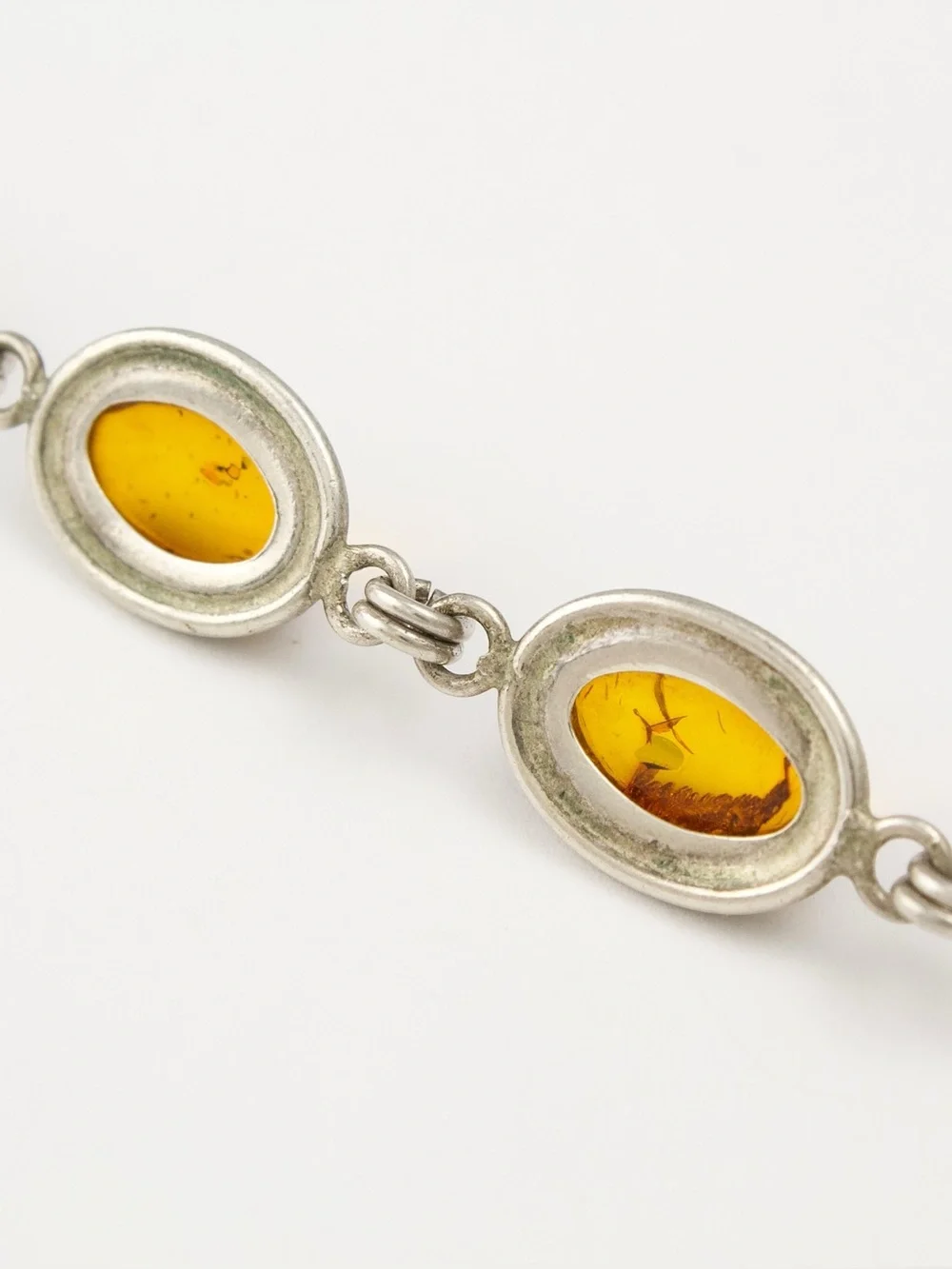 Vintage Baltic Amber Sterling Silver Link Bracelet